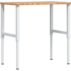 vidaXL Werkbank rechthoek 100x60x(71,5-98) cm eikenhout lichtbruin