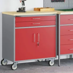 vidaXL Werkbank Rood en Grijs 75 x 45 x 85 cm Engineered hout en staal