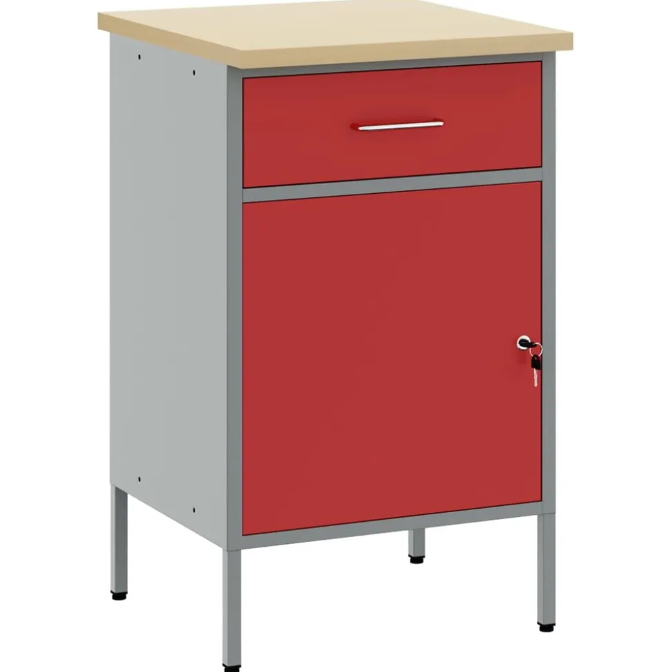 vidaXL Werkbank Rood en Grijs 50 x 55 x 85 cm Engineered hout en staal