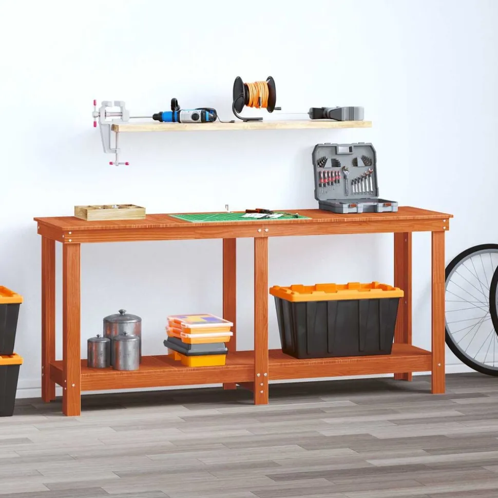 vidaXL Werkbank Waskleur Bruin 180 x 50 x 80 cm Massief grenenhout
