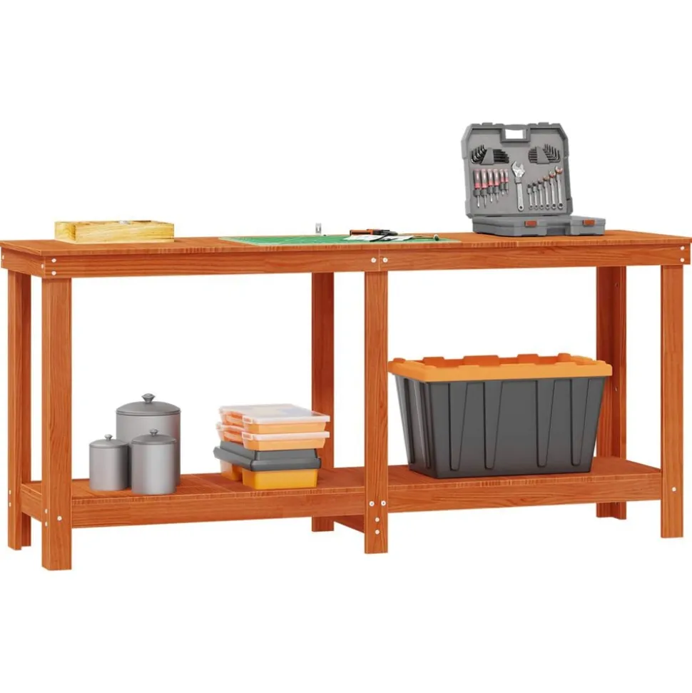 vidaXL Werkbank Waskleur Bruin 180 x 50 x 80 cm Massief grenenhout
