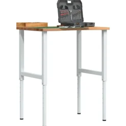 vidaXL Werkbank 80x60x(71,5-98) cm eikenhout lichtbruin