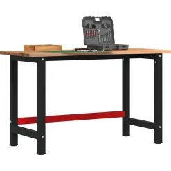 vidaXL Werkbank 140x60x81,5 cm massief eikenhout lichtbruin