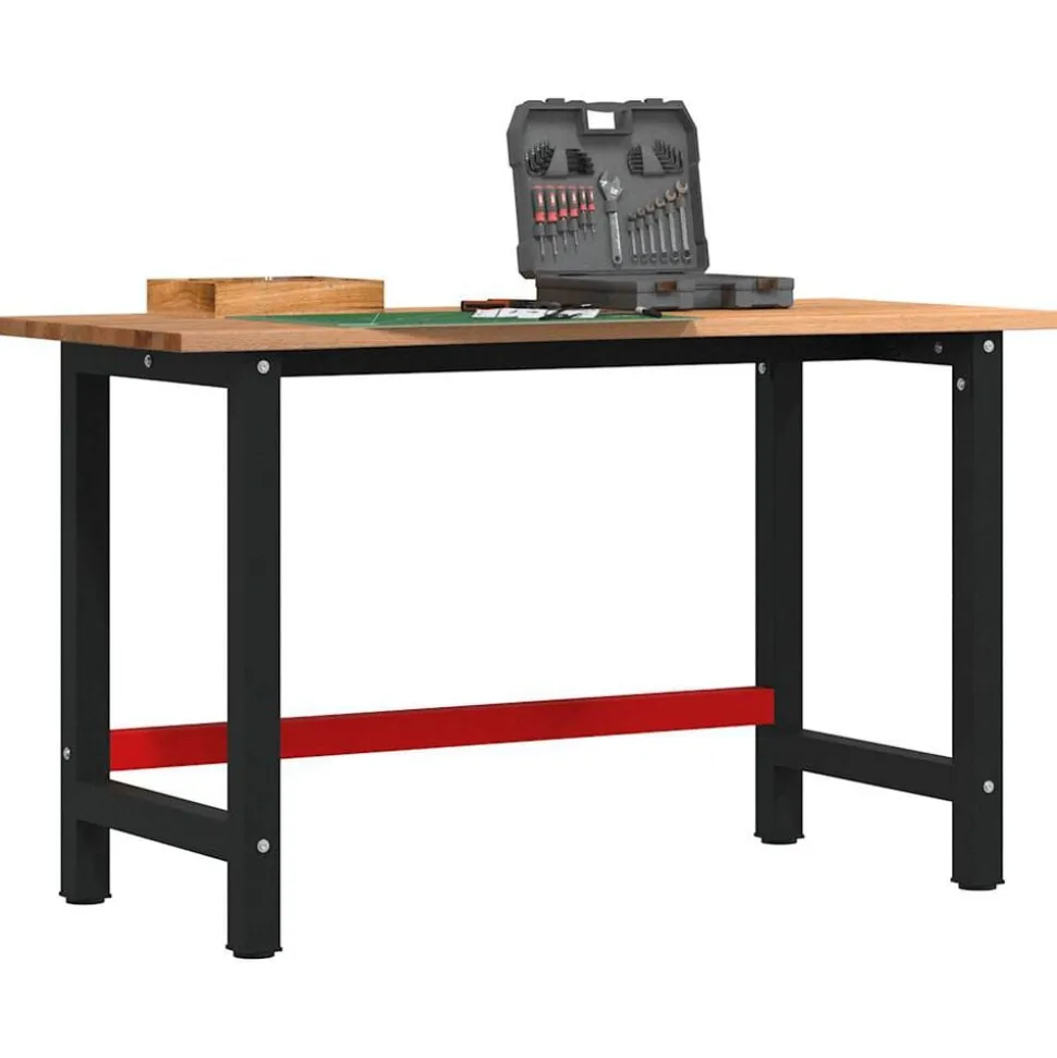 vidaXL Werkbank 140x60x81,5 cm massief eikenhout lichtbruin