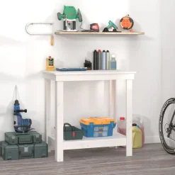 vidaXL Werkbank 80x50x80 cm massief grenenhout wit
