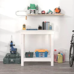 vidaXL Werkbank 80x50x80 cm massief grenenhout wit
