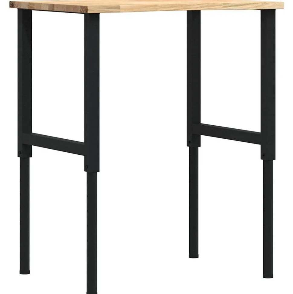 vidaXL Werkbank 80x60x(71,5-98) cm massief eikenhout