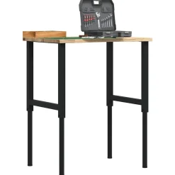 vidaXL Werkbank 80x60x(71,5-98) cm massief eikenhout