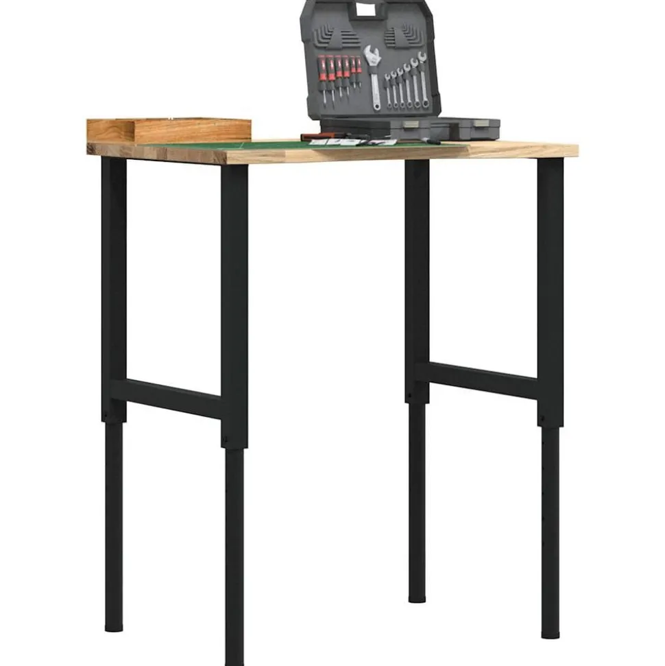 vidaXL Werkbank 80x60x(71,5-98) cm massief eikenhout