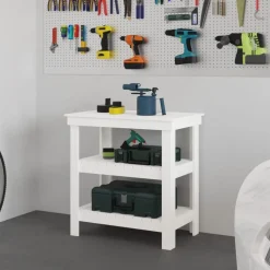 vidaXL Werkbank 78,5x50x80 cm massief grenenhout wit