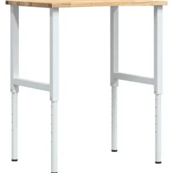 vidaXL Werkbank 80x60x(71,5-98) cm massief eikenhout