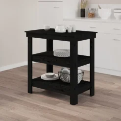 vidaXL Werkbank 78,5x50x80 cm massief grenenhout zwart