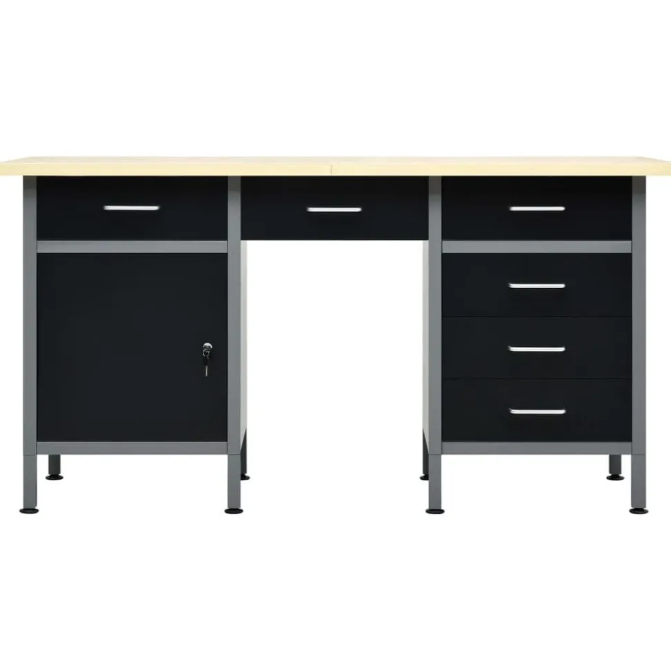 vidaXL Werkbank 160x60x85 cm staal zwart