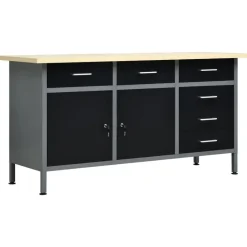 vidaXL Werkbank 160x60x85 cm staal zwart