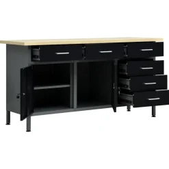 vidaXL Werkbank 160x60x85 cm staal zwart