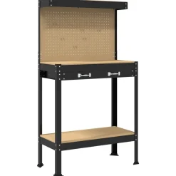 vidaXL Werkbank Zwart 81 x 41 x 145 cm Bewerkt hout en metaal