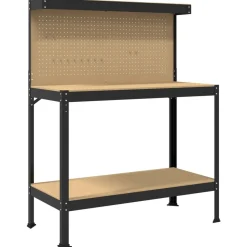 vidaXL Werkbank Zwart 114 x 54 x 145 cm Bewerkt hout en metaal