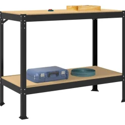vidaXL Werkbank Zwart 115 x 55 x 91 cm Bewerkt hout en metaal