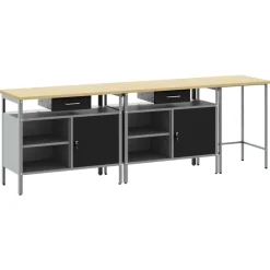 vidaXL Werkbankset met lade 3 pcs Rood en Grijs Gepoedercoat staal