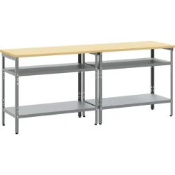 vidaXL Werkbankset met plank 2 pcs Beige en Grijs 200 x 55 x 85 cm