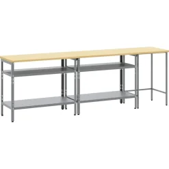 vidaXL Werkbankset met plank 3 pcs Beige en Grijs Gepoedercoat staal