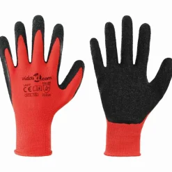 vidaXL Werkhandschoenen 12 pcs Rood en Zwart 7 / S Latexcoating