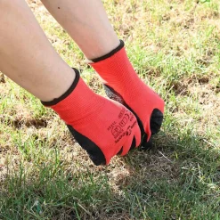 vidaXL Werkhandschoenen 12 pcs Rood en Zwart 7 / S Latexcoating