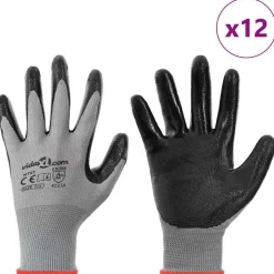 vidaXL Werkhandschoenen 12 pcs Grijs en zwart 7 / S Polyester
