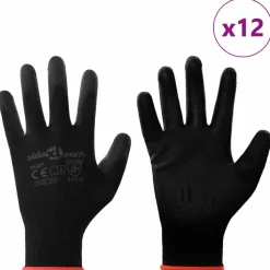 vidaXL Werkhandschoenen 12 pcs Zwart 7 / S Polyester