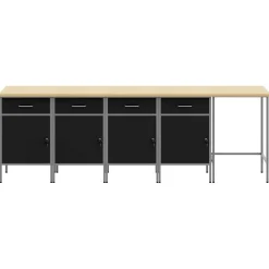 vidaXL Werkkast set met lade met opslag met slot 5 pcs Zwart en Grijs
