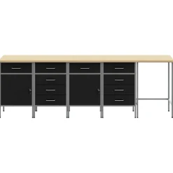 vidaXL Werkkast set met lade met opslag met slot 5 pcs Zwart en Grijs