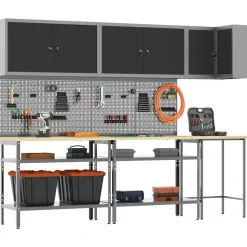 vidaXL Werkkast set met plank met opslag 10 pcs Zwart en Grijs