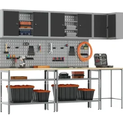 vidaXL Werkkast set met plank met opslag 10 pcs Zwart en Grijs