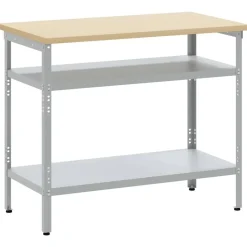 vidaXL Werktafel met plank Grijs 100 x 55 x 85 cm Gepoedercoat staal
