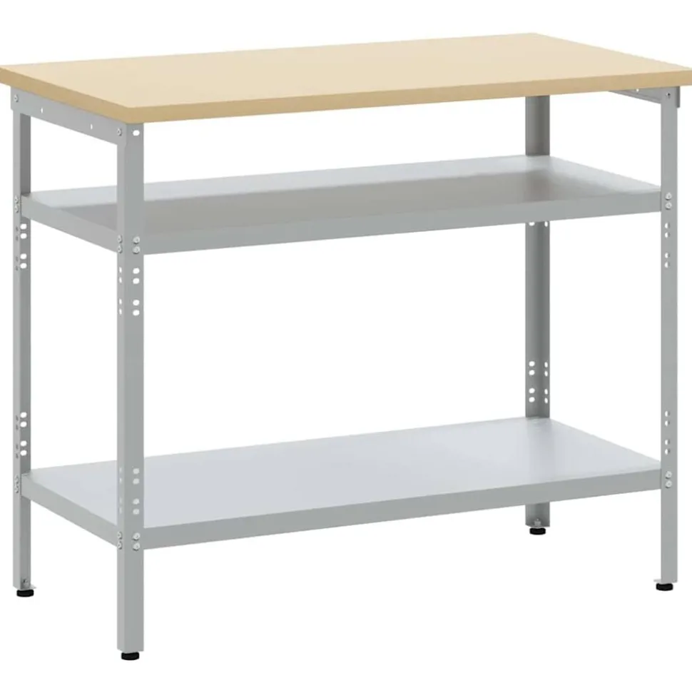 vidaXL Werktafel met plank Grijs 100 x 55 x 85 cm Gepoedercoat staal