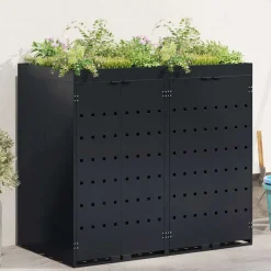 vidaXL Wieltjesbakopslag voor 2 bakken Zwart 136 x 77,5 x 121,5 cm