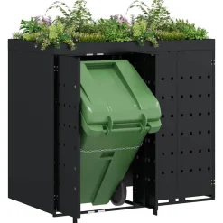 vidaXL Wieltjesbakopslag voor 2 bakken Zwart 136 x 77,5 x 121,5 cm