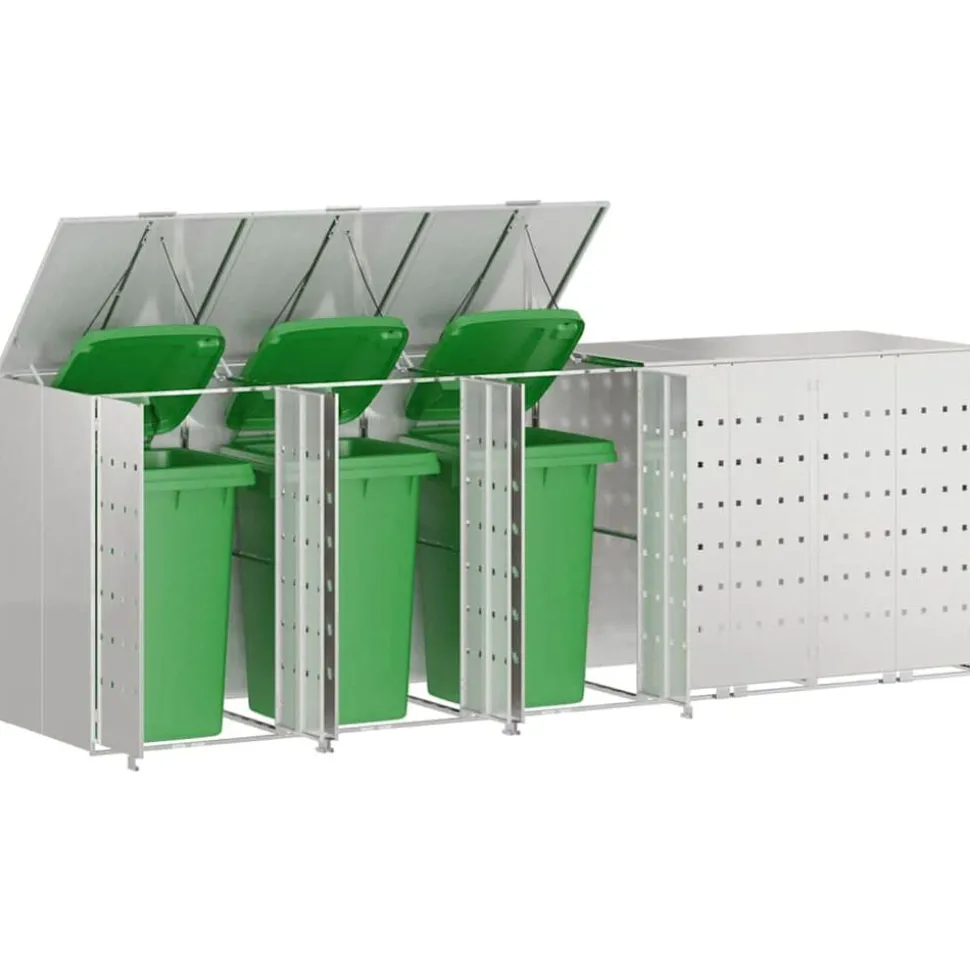vidaXL Wieltjesbakopslag voor 3 bakken Zilver 340 x 77.5 x 115.5 cm