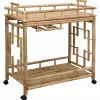 vidaXL Wijn Trolley Met Wielen Naturel 85 x 50 x 93 cm Bamboe