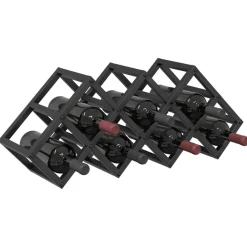 vidaXL Wijnrek Zwart Eiken 63 x 16,5 x 25 cm Gepoedercoat staal