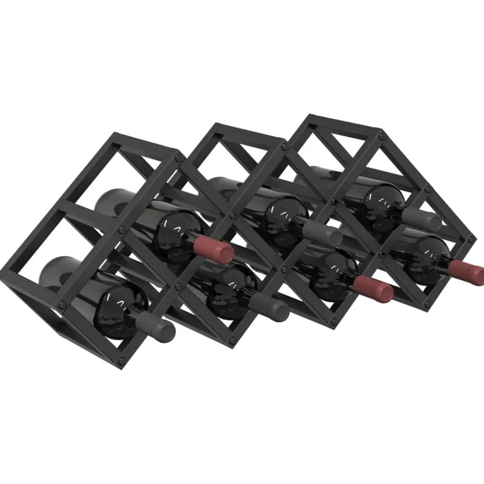 vidaXL Wijnrek Zwart Eiken 63 x 16,5 x 25 cm Gepoedercoat staal