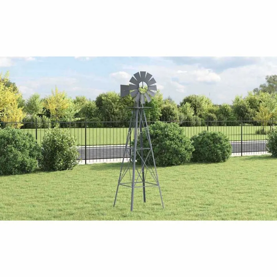 vidaXL Windmolen Grijs 84 x 68 x 245 cm IJzer