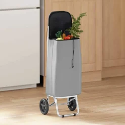 vidaXL Winkel trolley Grijs 35 x 28 x 92 cm Oxford stof