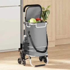 vidaXL Winkel trolley Grijs 47 x 39 x 100,5 cm Oxford stof
