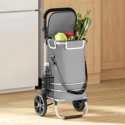 vidaXL Winkel trolley Grijs 36,5 x 46,5 x 100,5 cm Oxford stof