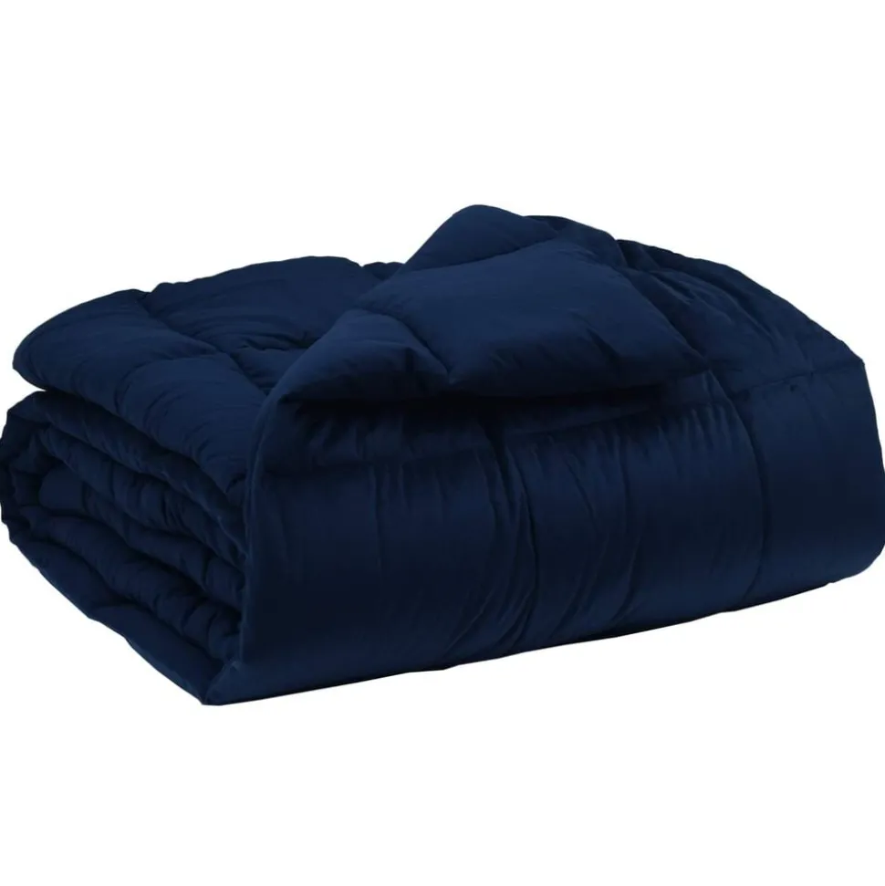 vidaXL Winter Dekbed Gekwilt Donkerblauw 135 x 200 cm Microfiber
