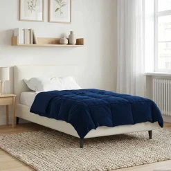 vidaXL Winter Dekbed Gekwilt Donkerblauw 135 x 200 cm Microfiber
