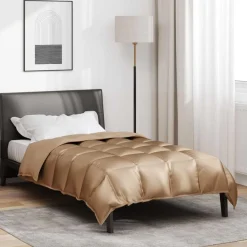 vidaXL Winter Dekbed Goud 135 x 200 cm Satijn en Microfiber