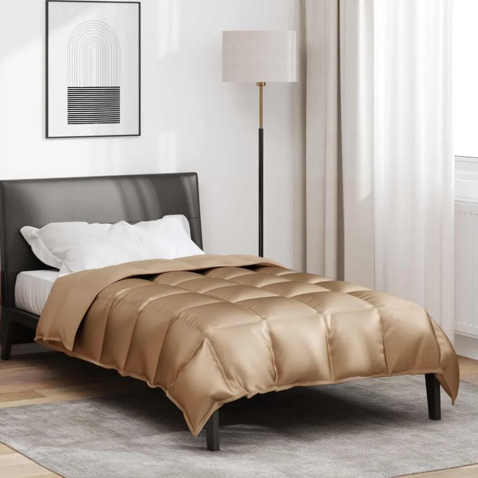 vidaXL Winter Dekbed Goud 135 x 200 cm Satijn en Microfiber