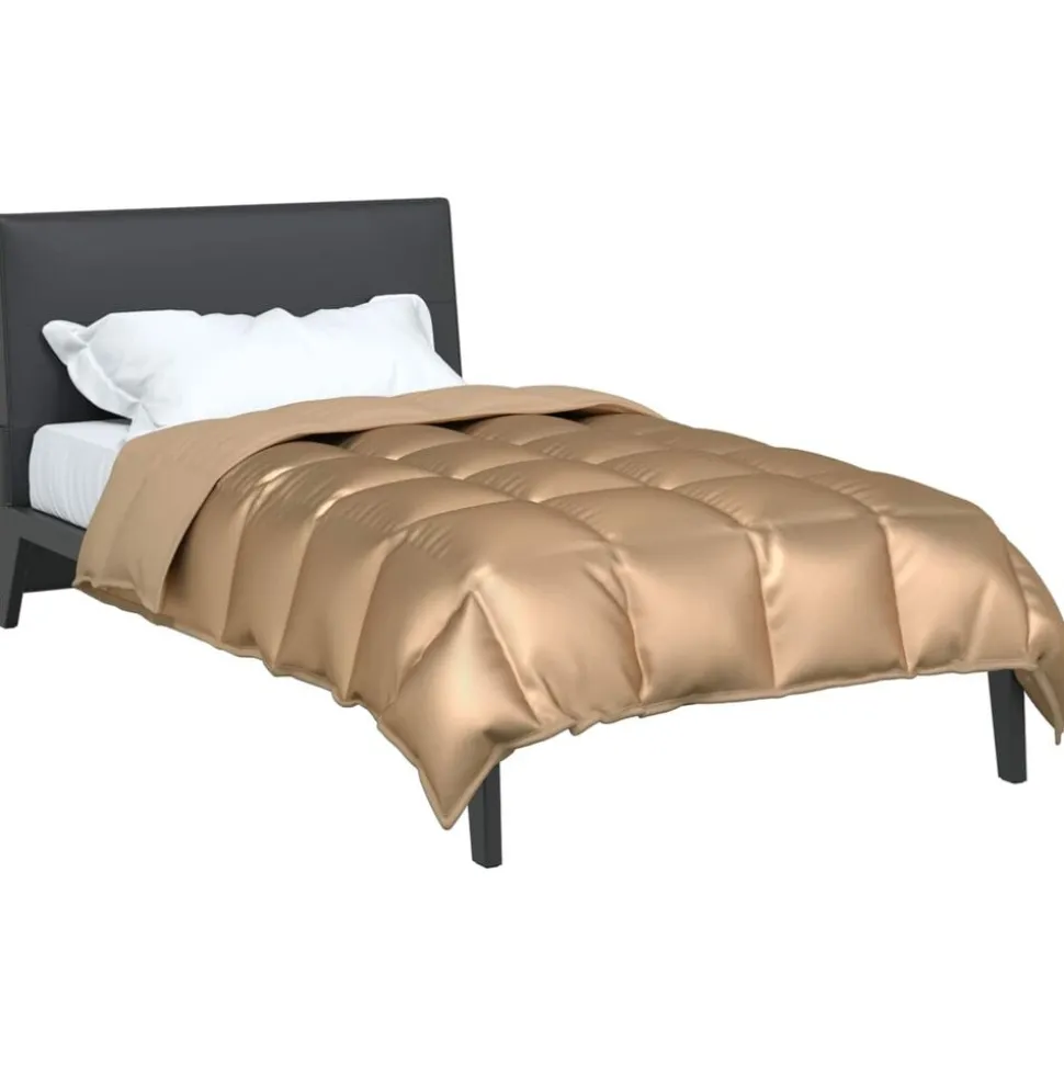 vidaXL Winter Dekbed Goud 135 x 200 cm Satijn en Microfiber
